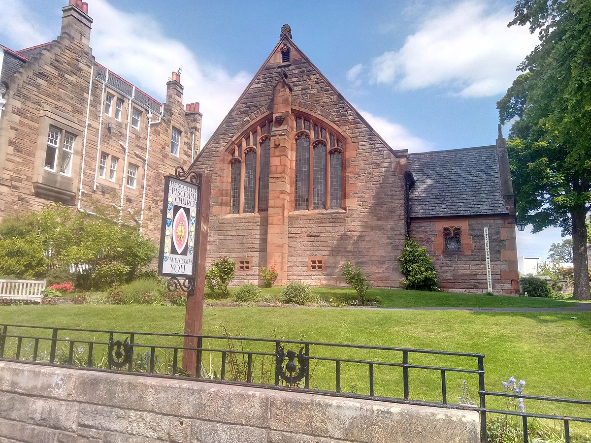 Church Of The Good Shepherd in Edinburgh with sign at path