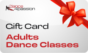 Adults dance lesson gift card with red bow